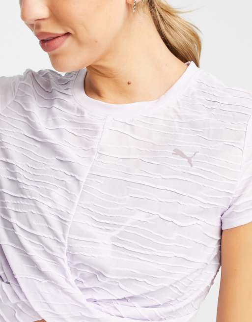 PUMA Studio Yoga cropped twist t-shirt in lilac