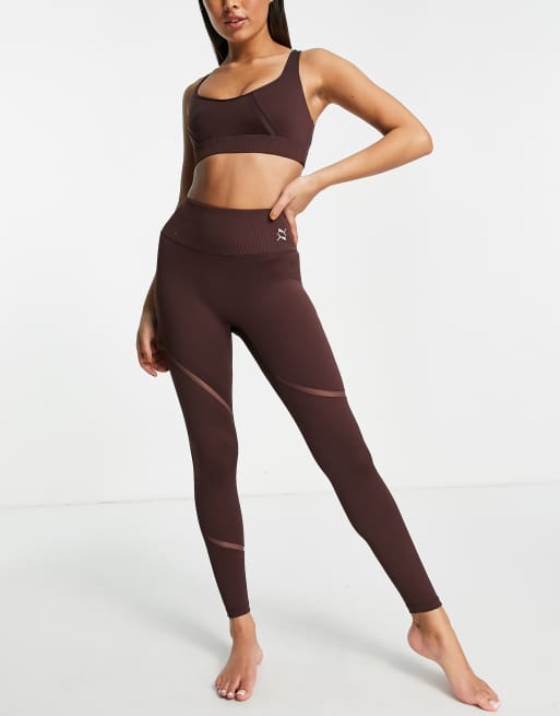 Puma Studio - Yogalegging met mesh detail in bruin