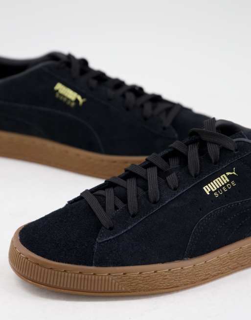 Puma suede noir store semelle marron