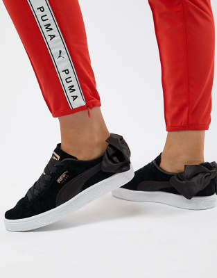 puma suede black bow