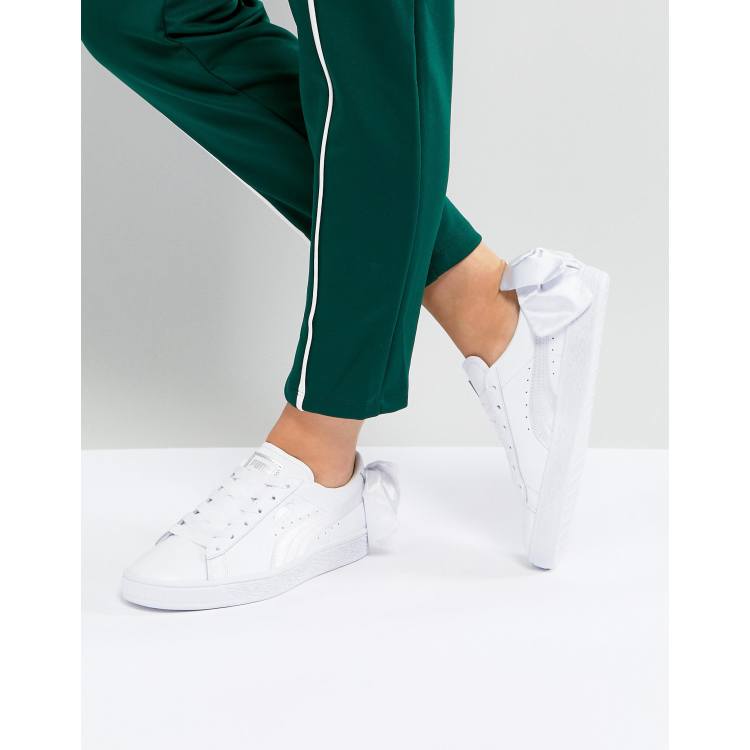 Puma white store bow sneakers