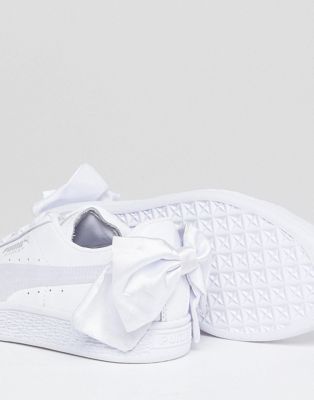 white puma sneakers with bow