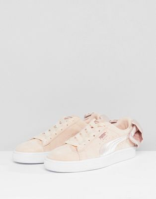 pink puma trainers with bow