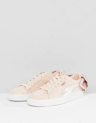 pink puma shoes with ribbon