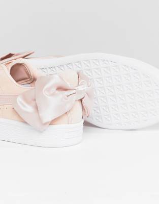 white puma trainers with bow