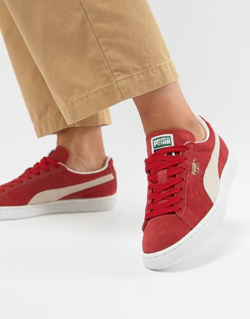 Puma suede cheap red sneakers