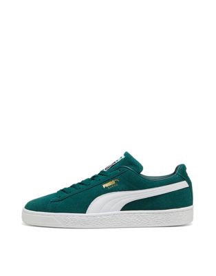  Suede classic sneakers in dark green & white