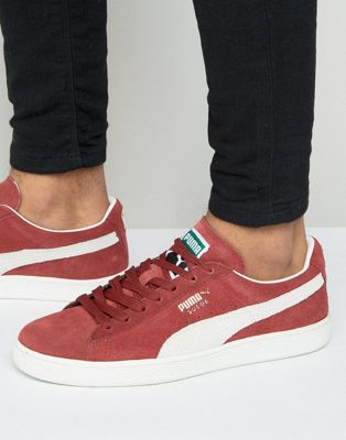 puma red suede sneakers