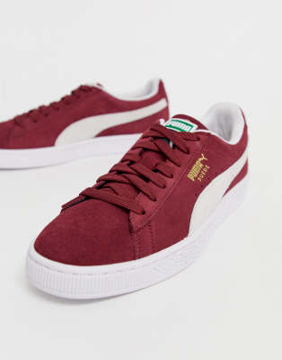 red puma suede shoes