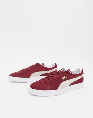 Puma Suede Classic trainers in burgundy & white | ASOS