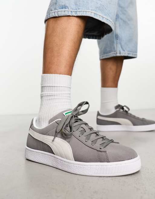 Puma grey 2025 suede shoes