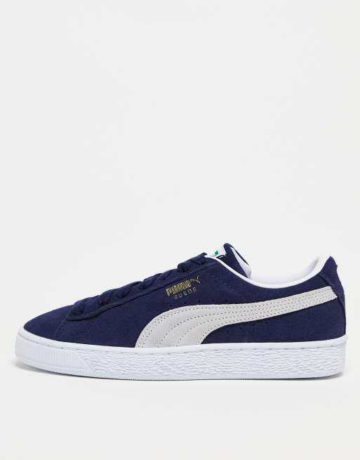 Puma suede classic on sale blue and white