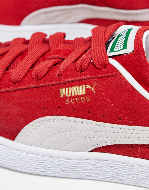 Puma suede classic on sale red and white