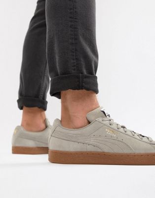 Puma Suede Gum Sole Sneakers In Gray 