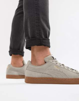 Puma Suede Gum Sole Trainers In Grey 