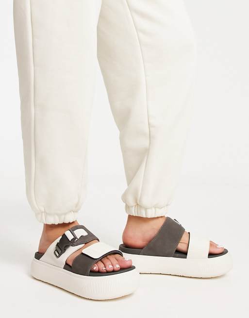 Puma suede Mayu sandal in off white and black | ASOS