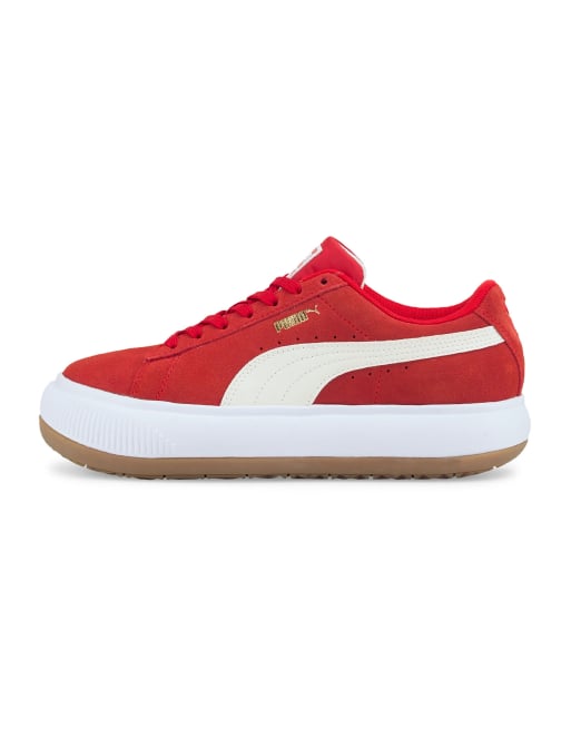 PUMA Suede Mayu sneakers in red and white