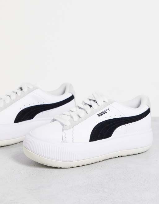 White pumas cheap with black stripe