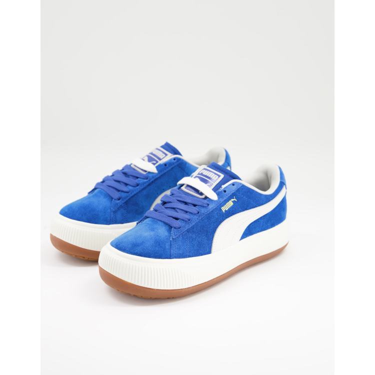 Puma Suede Mayu trainers in blue and white