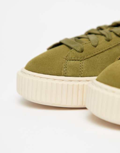 Puma suede platform olive hot sale green