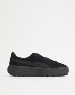 puma black suede platform trace animal trainers