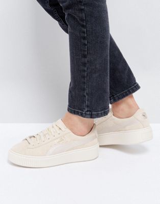 puma beige platform sneakers