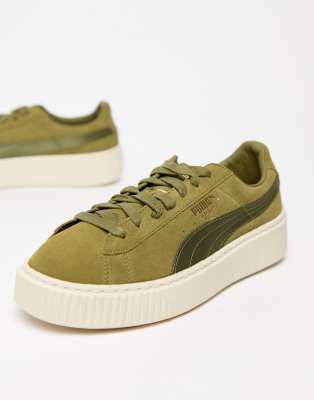 puma suede platform verde