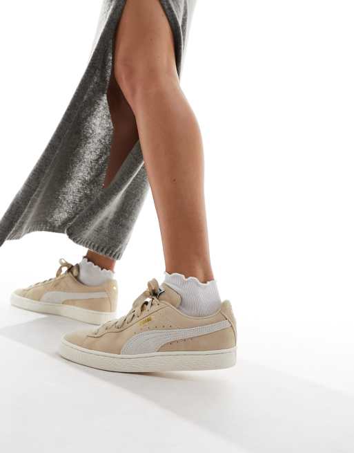 PUMA Suede sneakers in beige with white detail