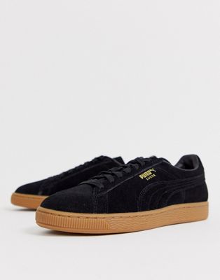 Puma Suede sneakers in black with gum 