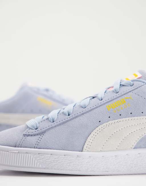 PUMA Suede sneakers in light blue and off white Exclusive to ASOS