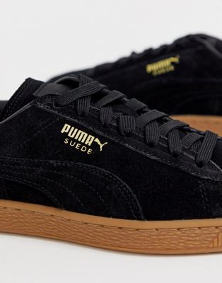 puma suede gum sole trainers in black