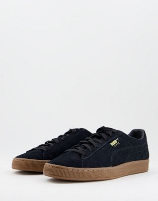 Puma Suede trainers in black with gum sole - ASOS Price Checker