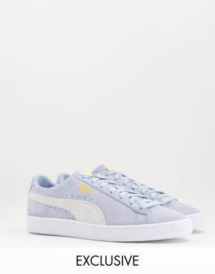 light blue puma suede shoes