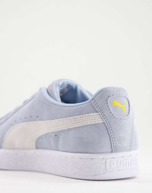 Puma Suede trainers in light blue and off white exclusive to