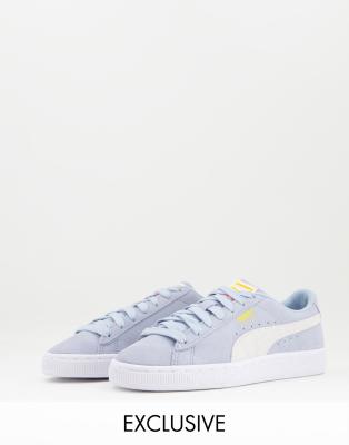 light blue puma suede shoes