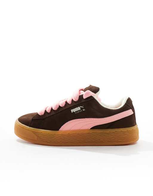 PUMA Suede XL sneakers in burgundy and pink