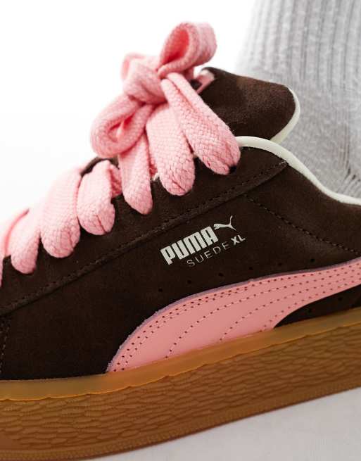 PUMA Suede XL sneakers in burgundy and pink