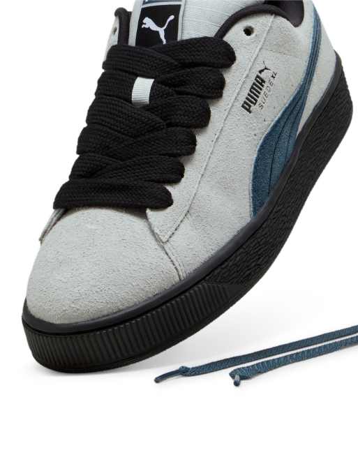 PUMA Suede XL sneakers in gray with black and blue detail ASOS