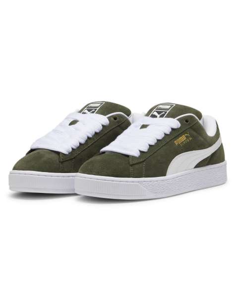 Puma Suede xl sneakers in green &amp; white