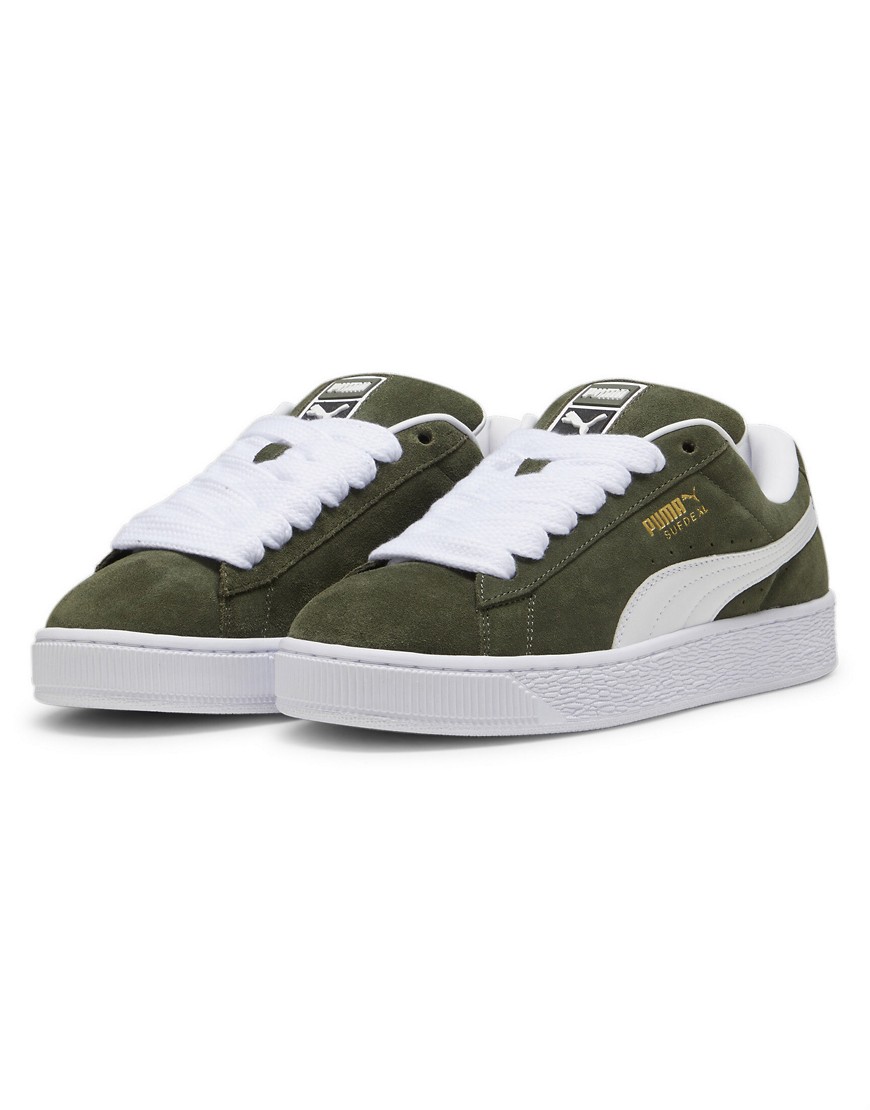 Puma Suede xl sneakers in green & white