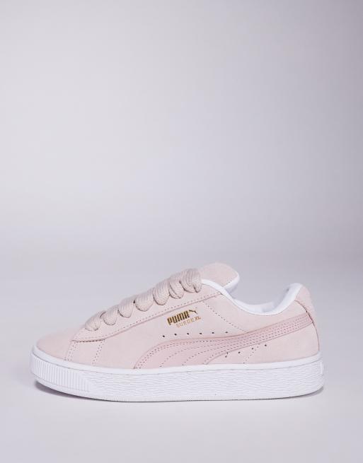 Puma Suede XL sneakers in light pink and white