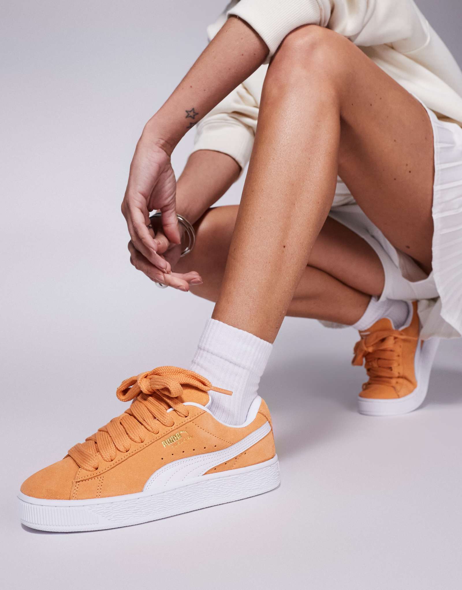 Кроссовки PUMA Suede XL горчично-желтого и белого цветов