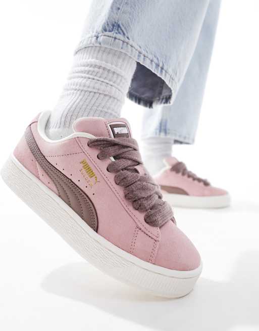 Pink and white clearance puma suedes