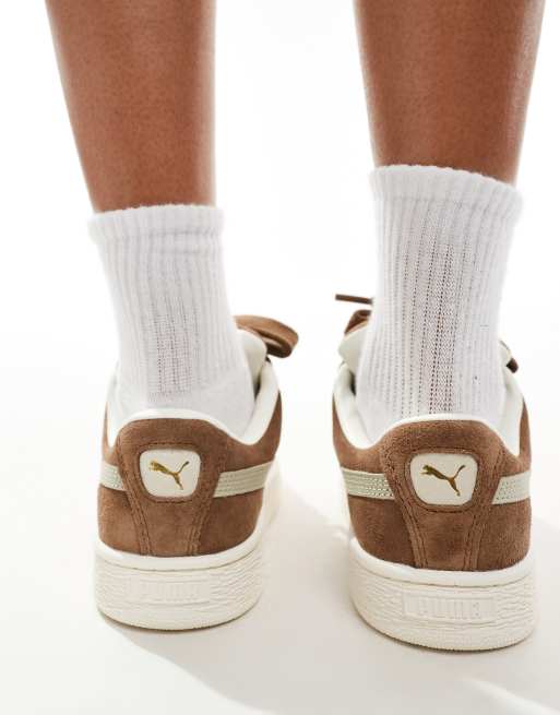 Puma Suede XL trainers in brown and white, 2 of 5