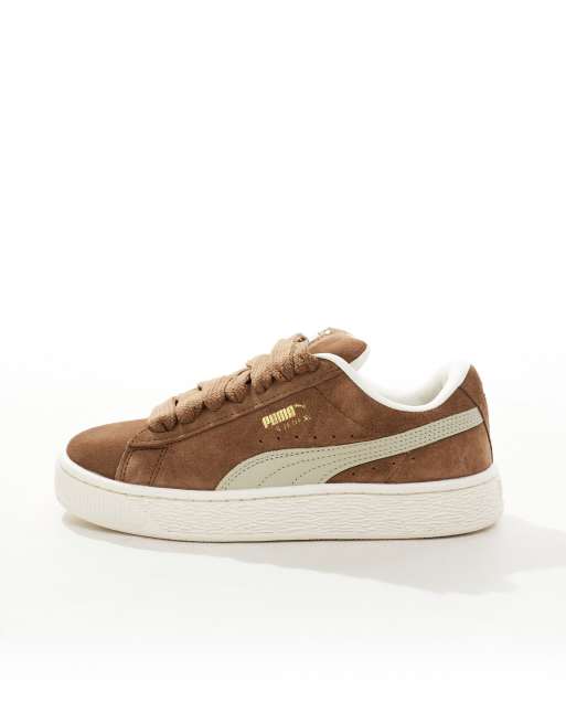Puma Suede XL trainers in brown and white, 4 of 5