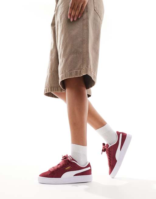 Puma Suede XL trainers in burgundy and white ASOS