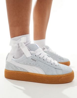  Suede XL trainers in light blue and white