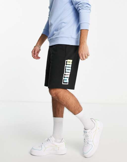 Puma Summer Court Graphic shorts in black | ASOS