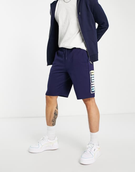 Puma Summer Court Graphic shorts in navy | ASOS