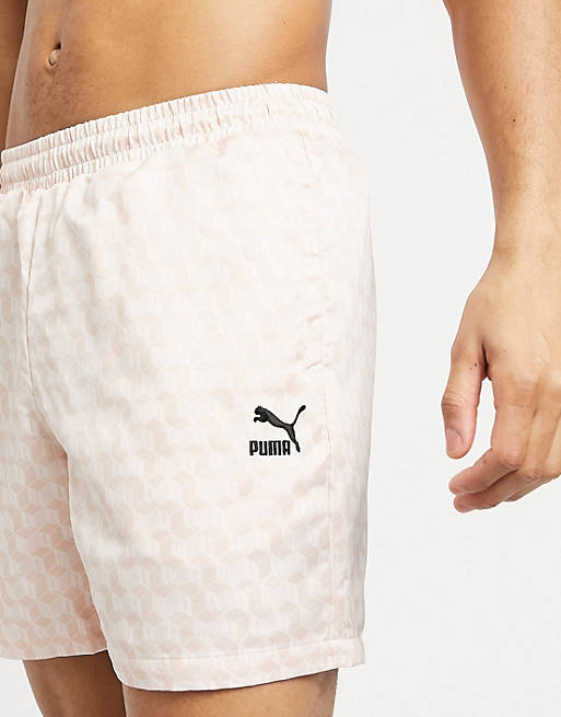 Puma summer luxe 6inch satin aop shorts in pink
